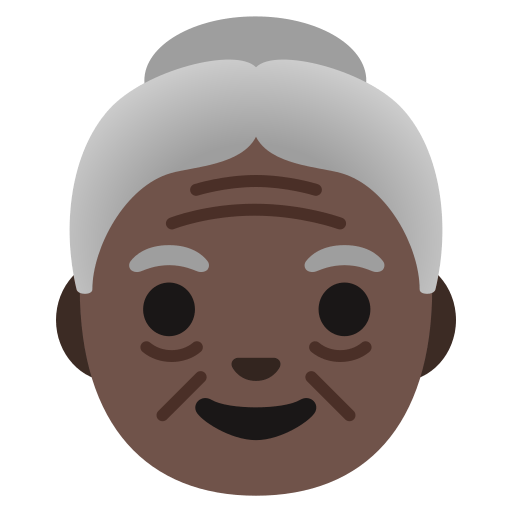 old woman: dark skin tone — Google