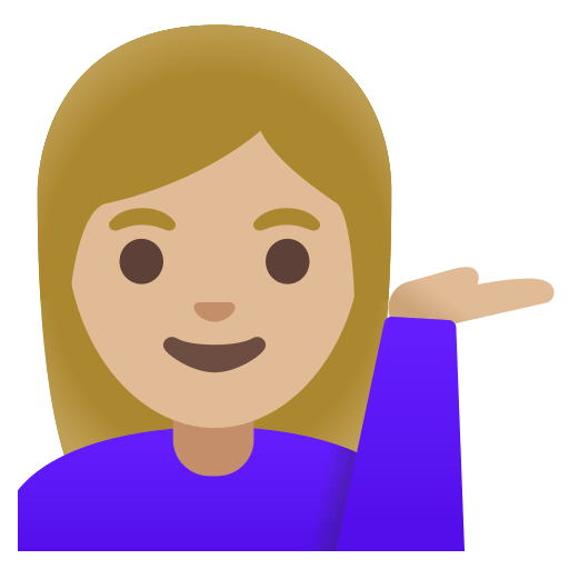 woman tipping hand: medium-light skin tone — Google