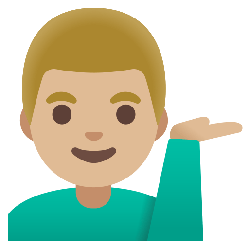 man tipping hand: medium-light skin tone — Google