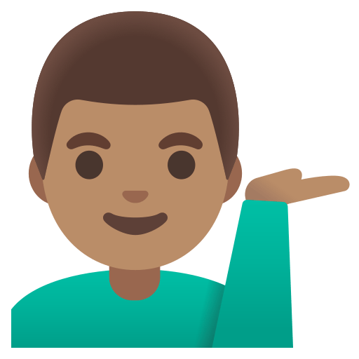 man tipping hand: medium skin tone — Google
