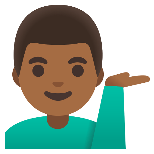 man tipping hand: medium-dark skin tone — Google