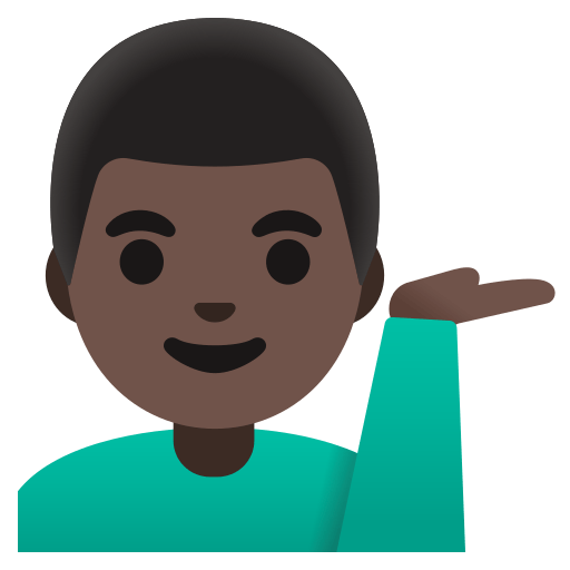man tipping hand: dark skin tone — Google