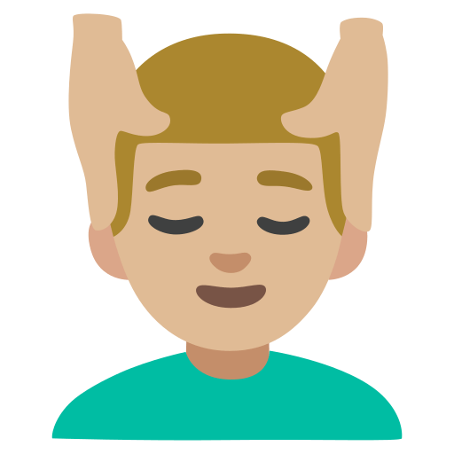man getting massage: medium-light skin tone — Google