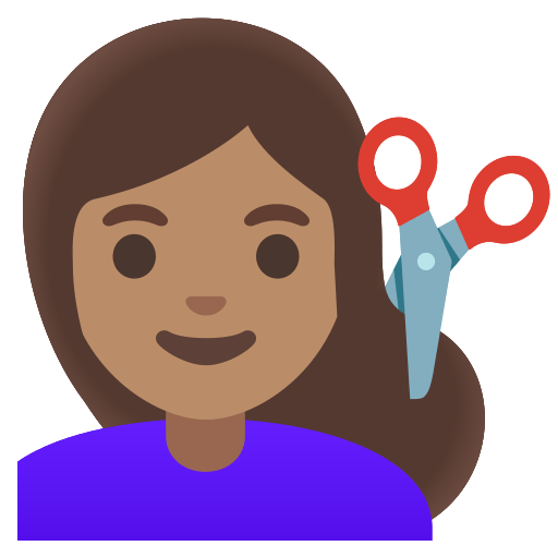 woman getting haircut: medium skin tone — Google