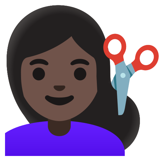 woman getting haircut: dark skin tone — Google