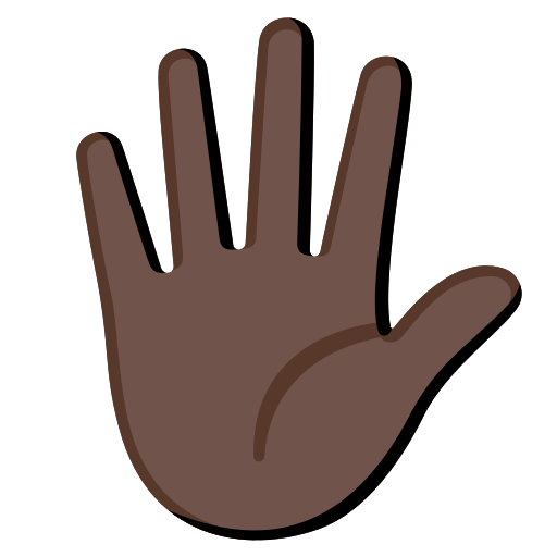 hand with fingers splayed: dark skin tone — Google