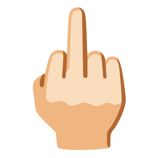middle finger: light skin tone — Google