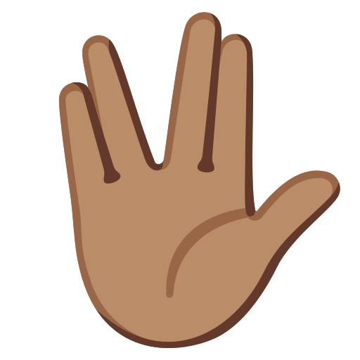 vulcan salute: medium skin tone — Google