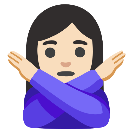 woman gesturing NO: light skin tone — Google