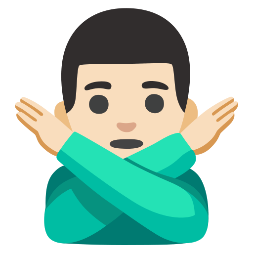 man gesturing NO: light skin tone — Google