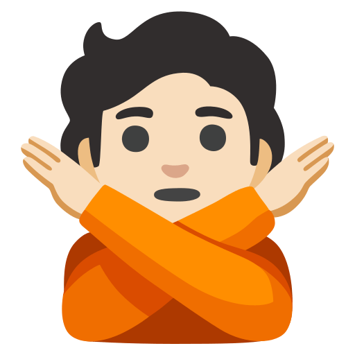 person gesturing NO: light skin tone — Google