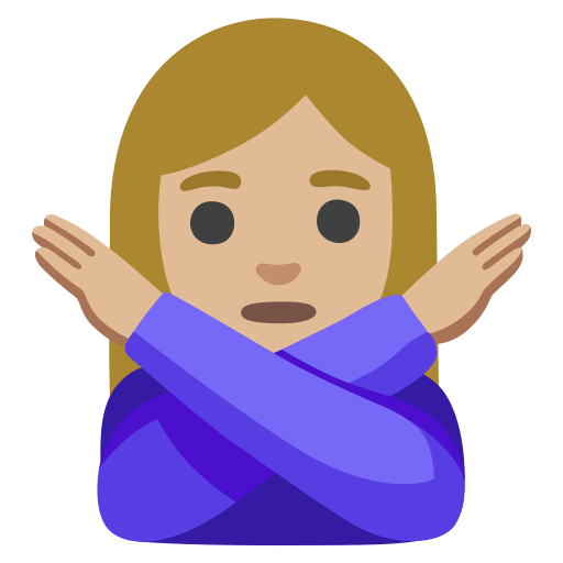 woman gesturing NO: medium-light skin tone — Google