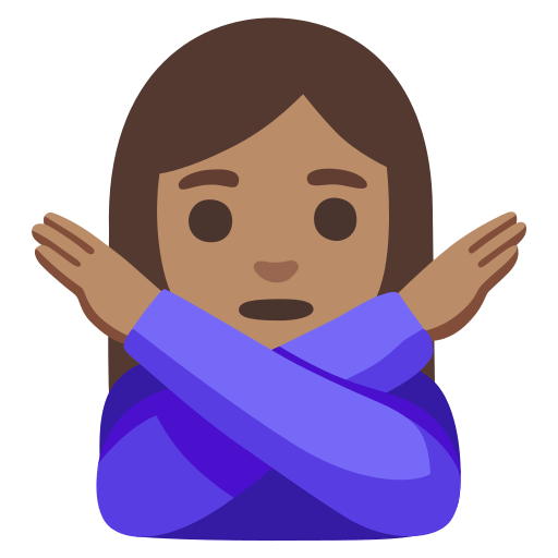 woman gesturing NO: medium skin tone — Google