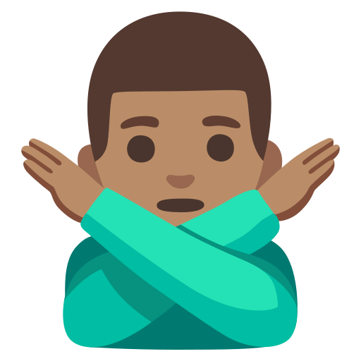 man gesturing NO: medium skin tone — Google