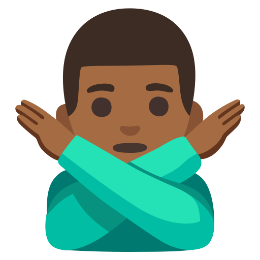 man gesturing NO: medium-dark skin tone — Google