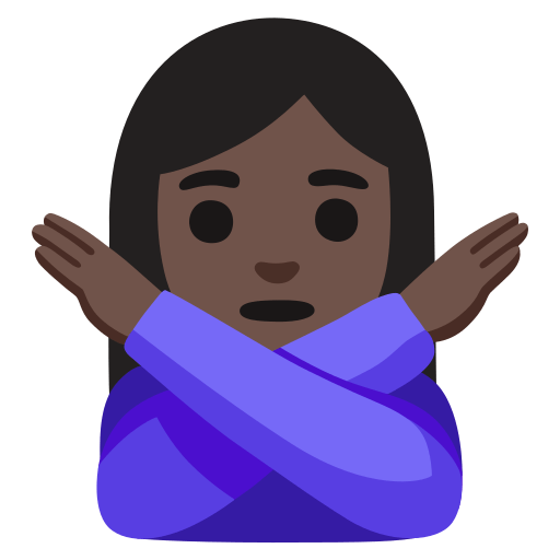 woman gesturing NO: dark skin tone — Google