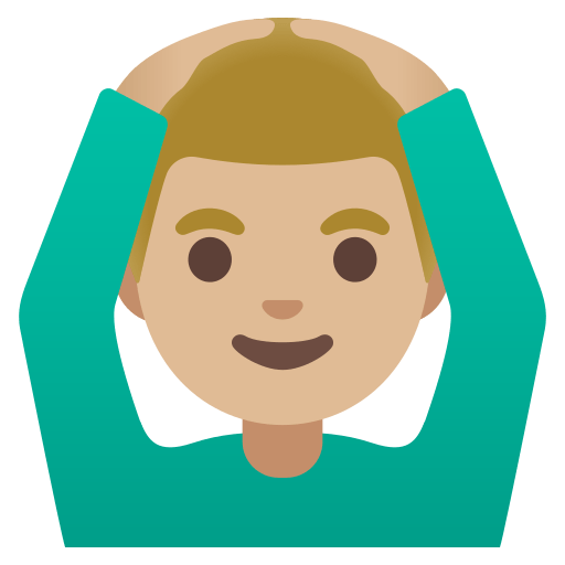 man gesturing OK: medium-light skin tone — Google