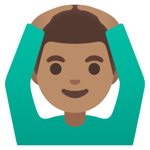 man gesturing OK: medium skin tone — Google