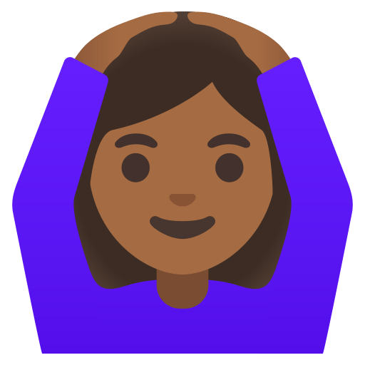 woman gesturing OK: medium-dark skin tone — Google
