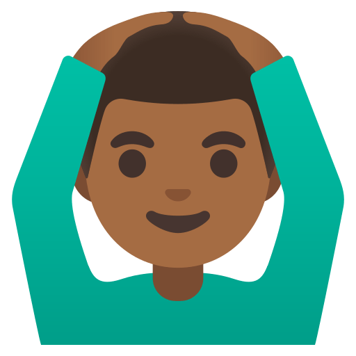 man gesturing OK: medium-dark skin tone — Google