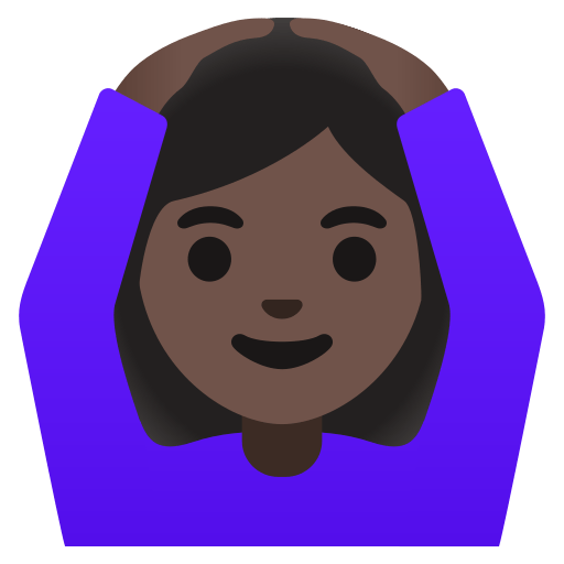 woman gesturing OK: dark skin tone — Google
