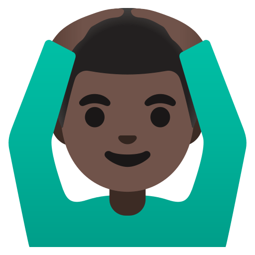 man gesturing OK: dark skin tone — Google