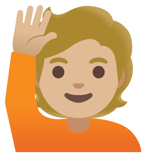 person raising hand: medium-light skin tone — Google