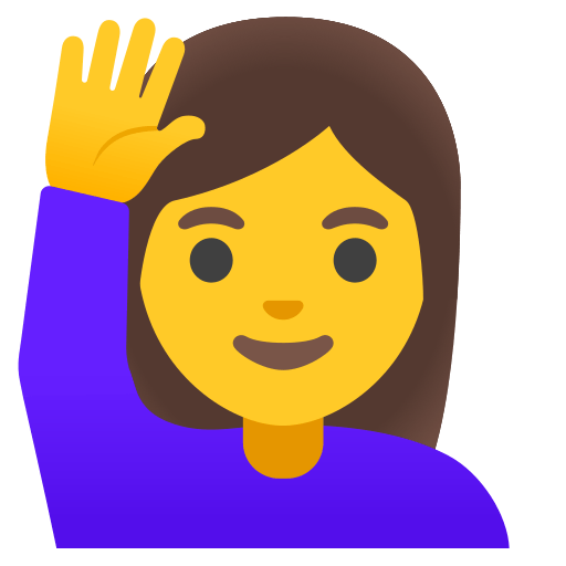 woman raising hand — Google