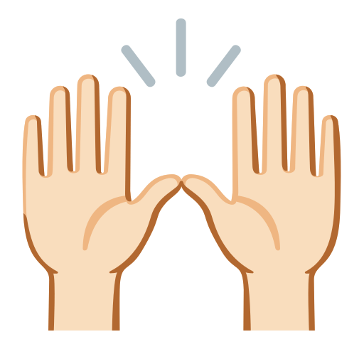 raising hands: light skin tone — Google