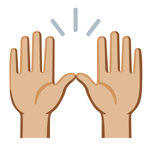 raising hands: medium-light skin tone — Google
