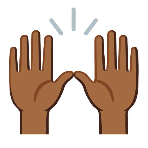 raising hands: medium-dark skin tone — Google