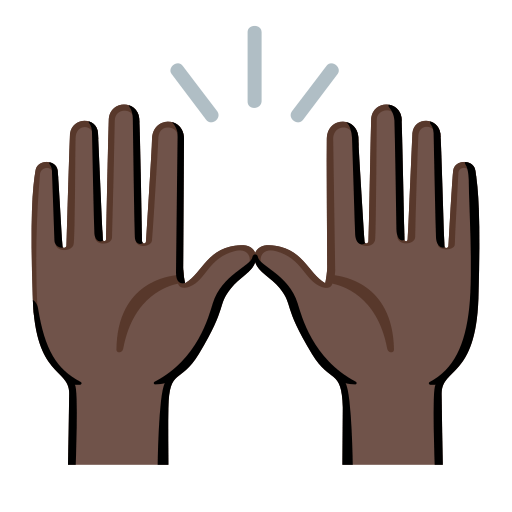 raising hands: dark skin tone — Google