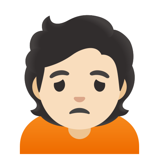 person frowning: light skin tone — Google