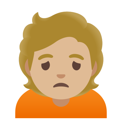 person frowning: medium-light skin tone — Google