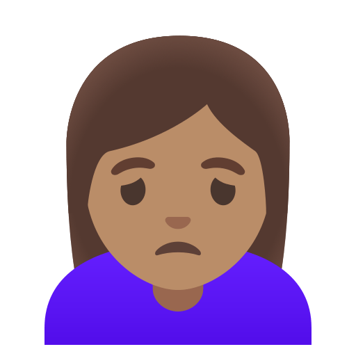 woman frowning: medium skin tone — Google