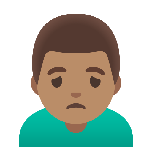 man frowning: medium skin tone — Google