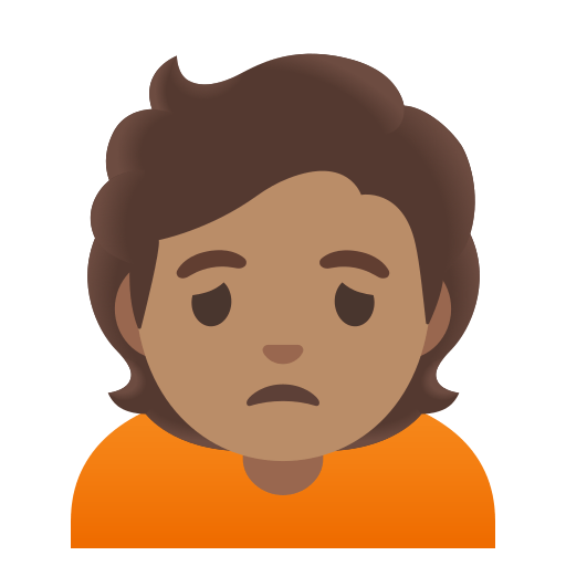 person frowning: medium skin tone — Google