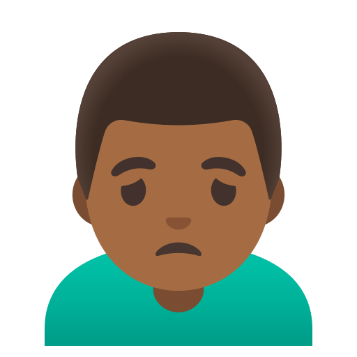 man frowning: medium-dark skin tone — Google