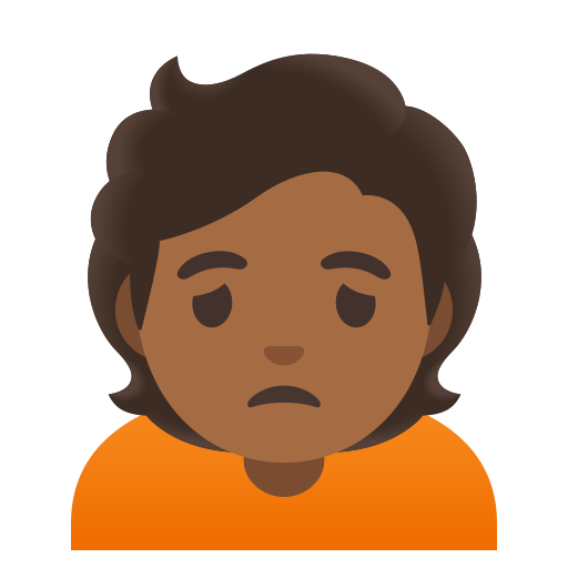 person frowning: medium-dark skin tone — Google