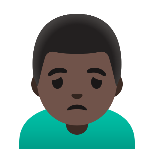 man frowning: dark skin tone — Google