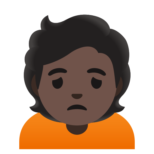 person frowning: dark skin tone — Google
