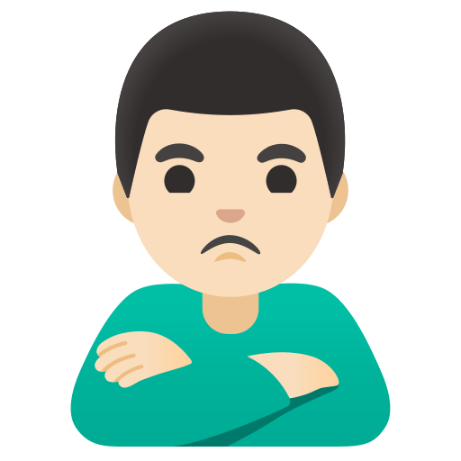 man pouting: light skin tone — Google