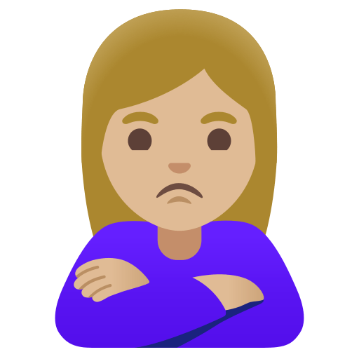 woman pouting: medium-light skin tone — Google