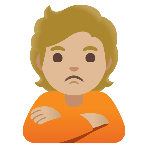 person pouting: medium-light skin tone — Google
