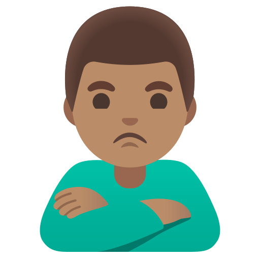 man pouting: medium skin tone — Google