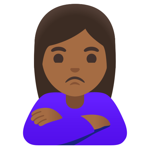 woman pouting: medium-dark skin tone — Google