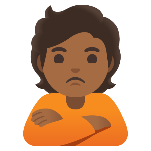 person pouting: medium-dark skin tone — Google
