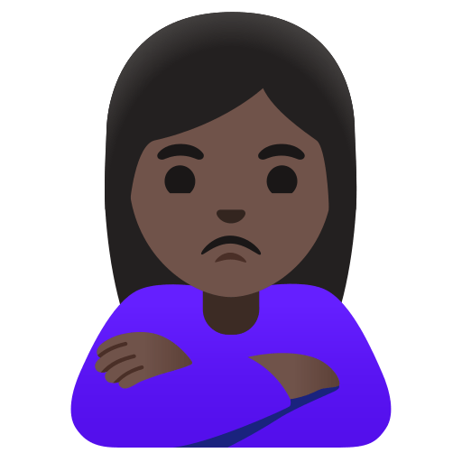 woman pouting: dark skin tone — Google
