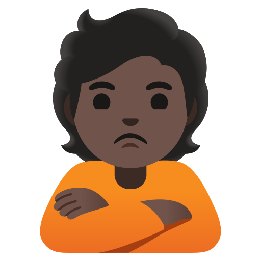 person pouting: dark skin tone — Google
