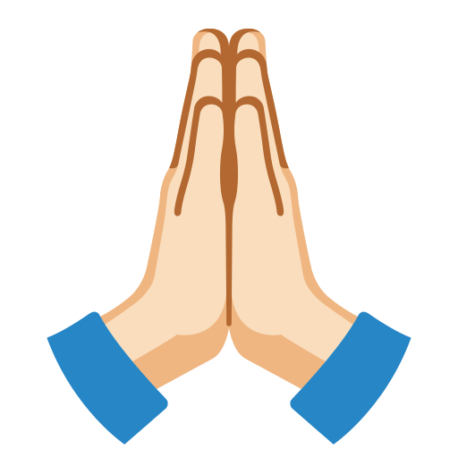 folded hands: light skin tone — Google
